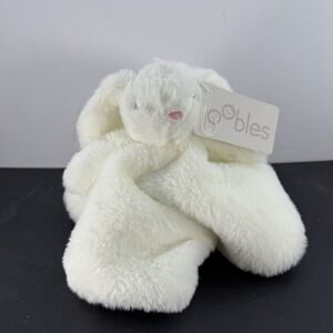 Oobles Unisex White Bun Baby Security Blanket Lovey Rattle Toy Danbar Global 14"